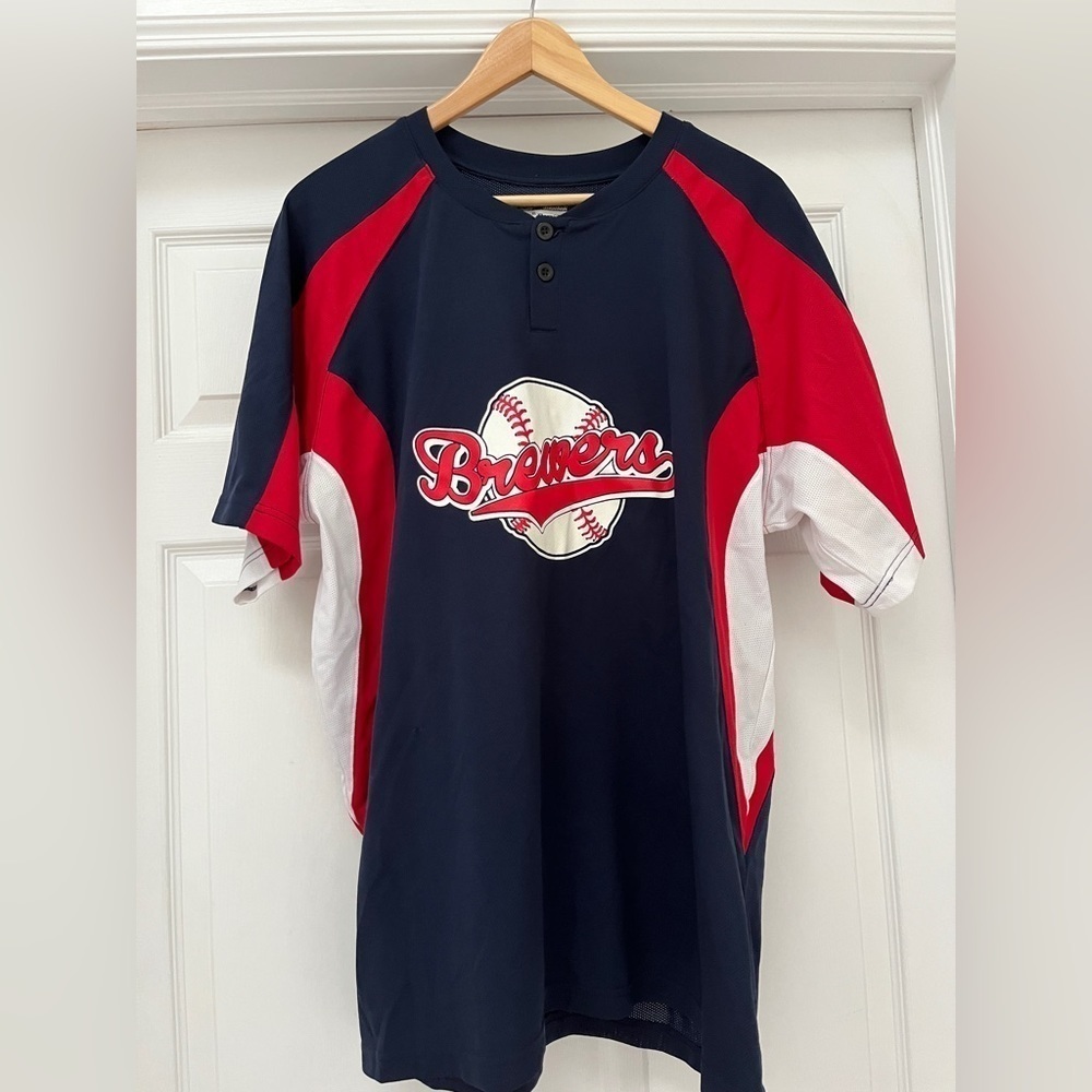 Baseball jersey Brewers logo  men’s size X-Large
